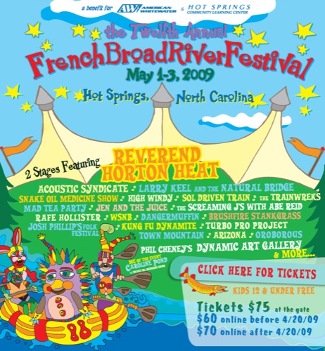 Image for Come see AW at the French Broad River Festival (NC) and Save!
