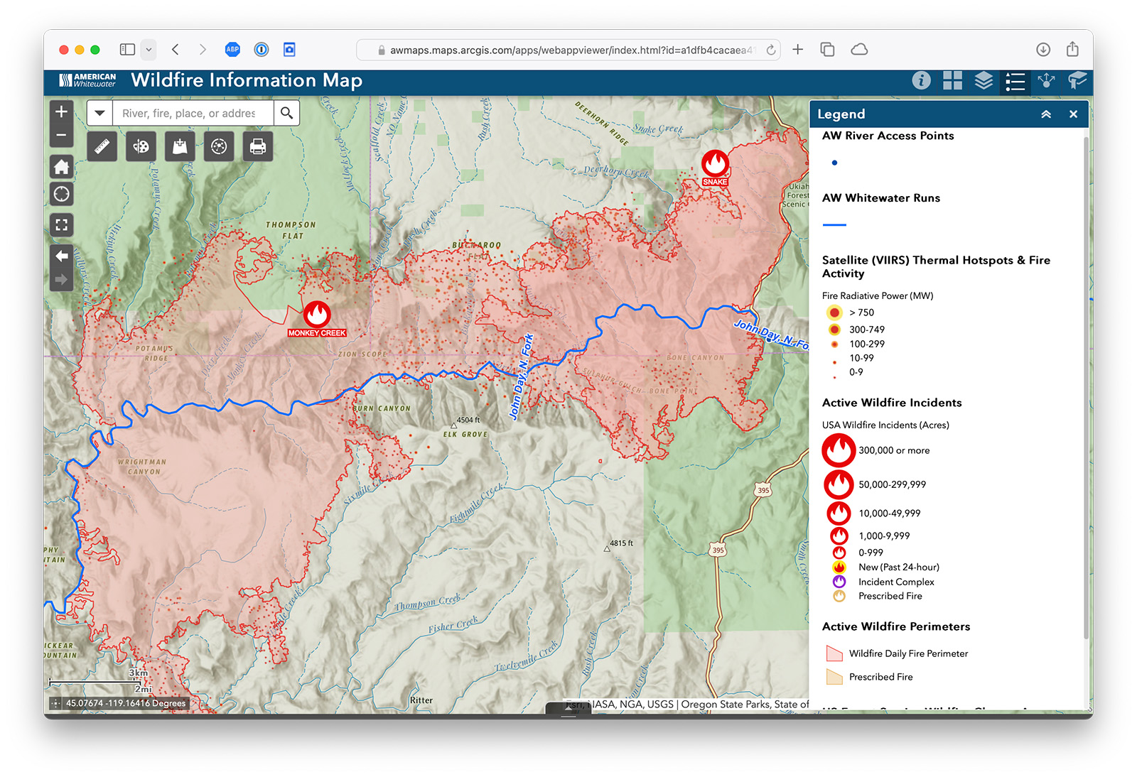 Image for Keep Updated on Rivers Affected by Fires with the AW Wildfire Info Map