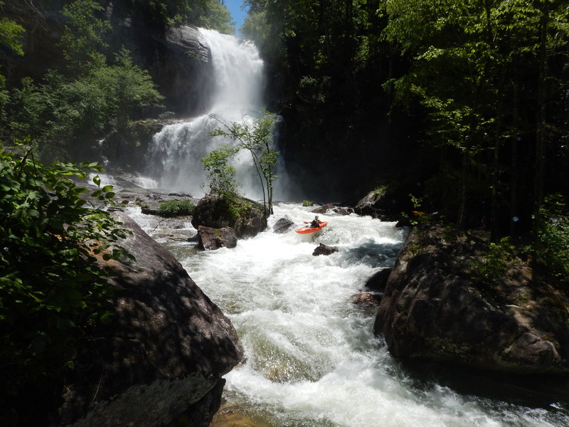 West Fork Tuckasegee dam release, view of the falls and first rapid of the run.