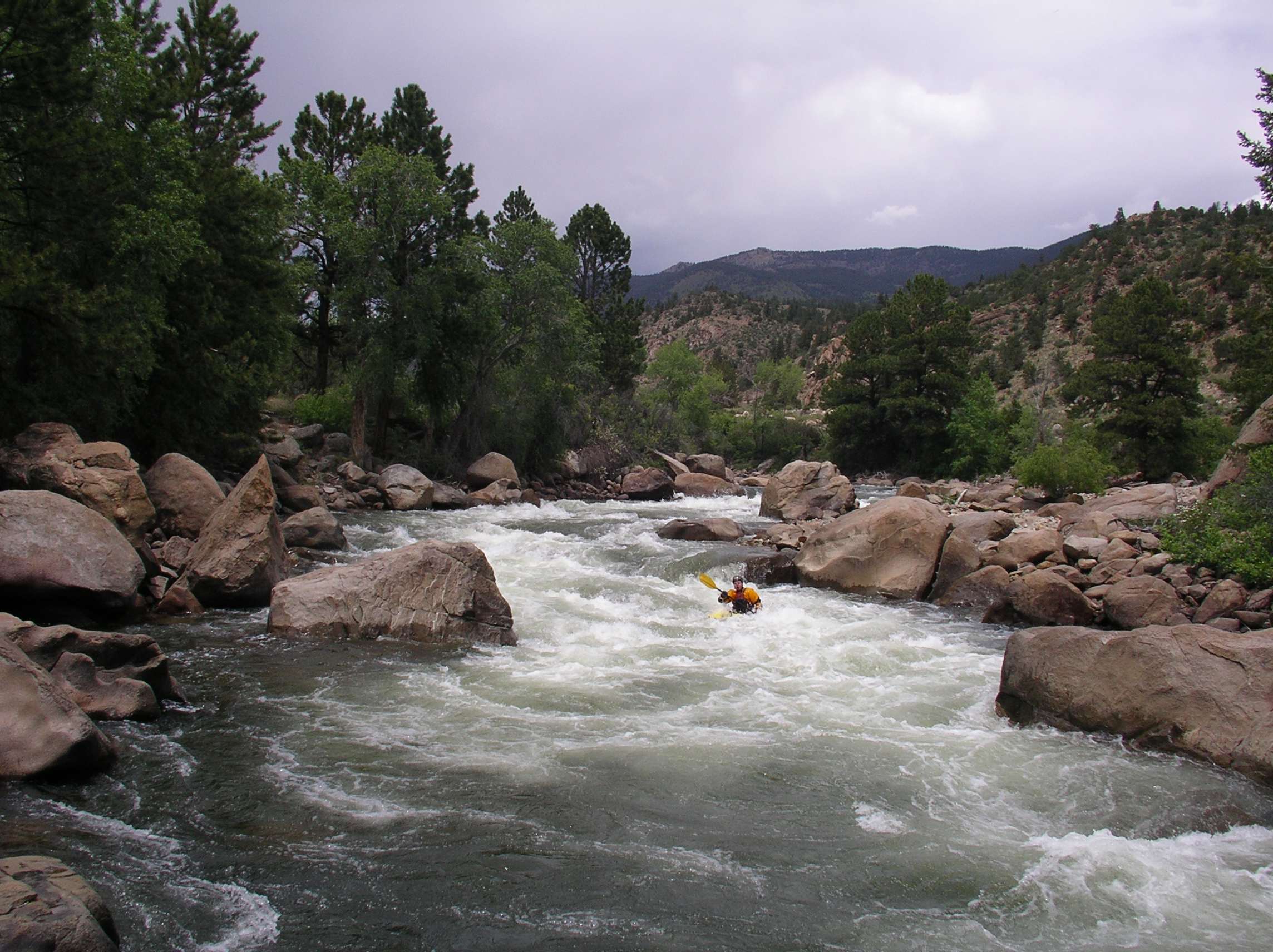 Kayaker in Number 5 on the Numbers run on the Arkansas River.