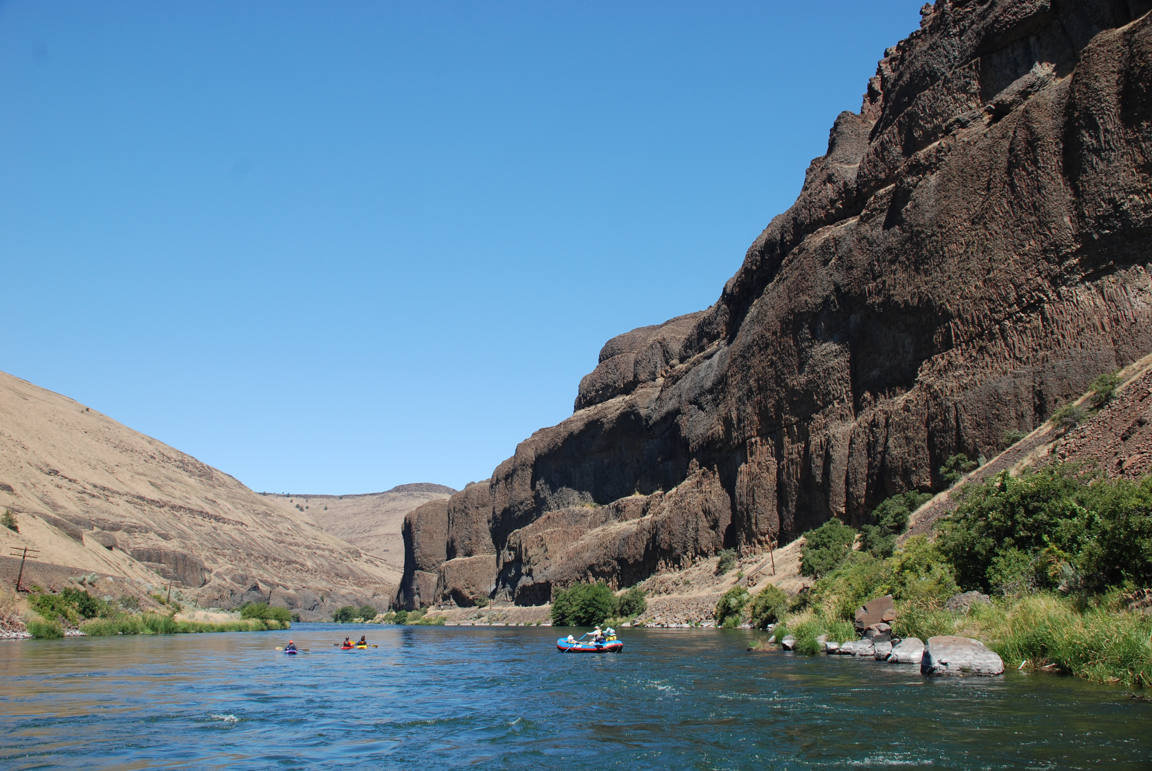 Rafters in the canyons of the Lower Deschutes River.