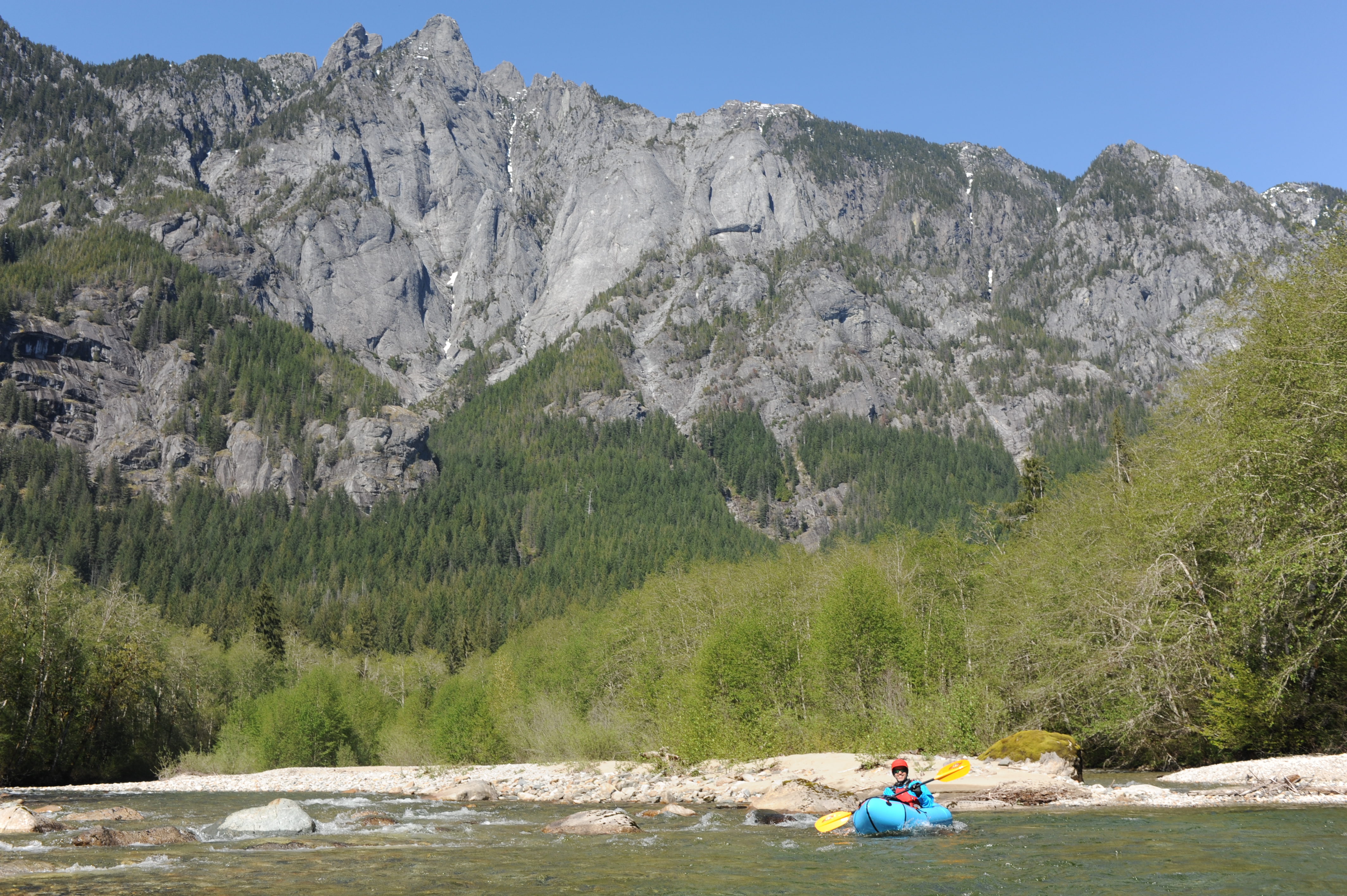Packrafting on the Middle Fork Snoqualmie River.