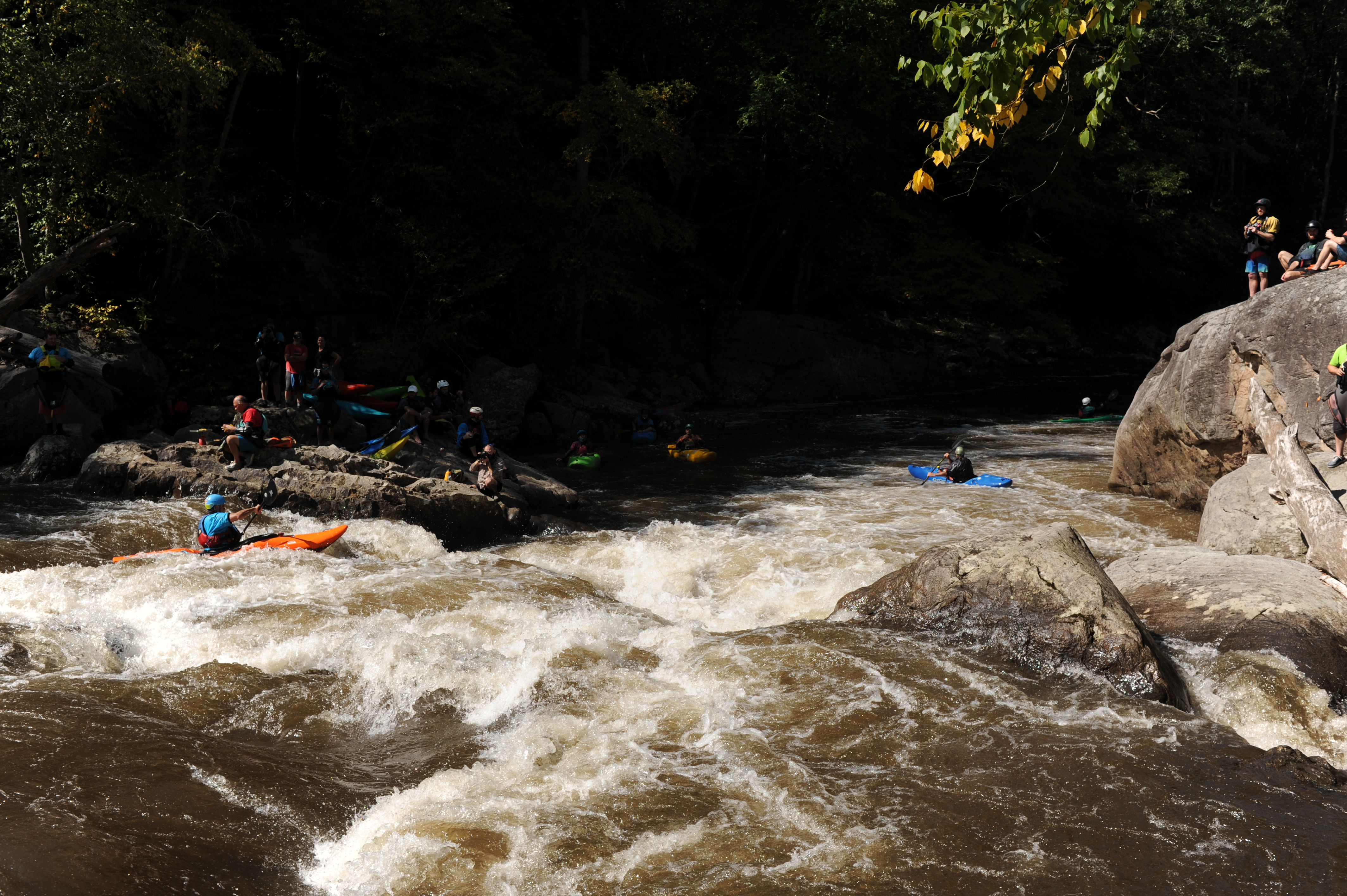 Kayakers at National Falls on the Upper Yough.